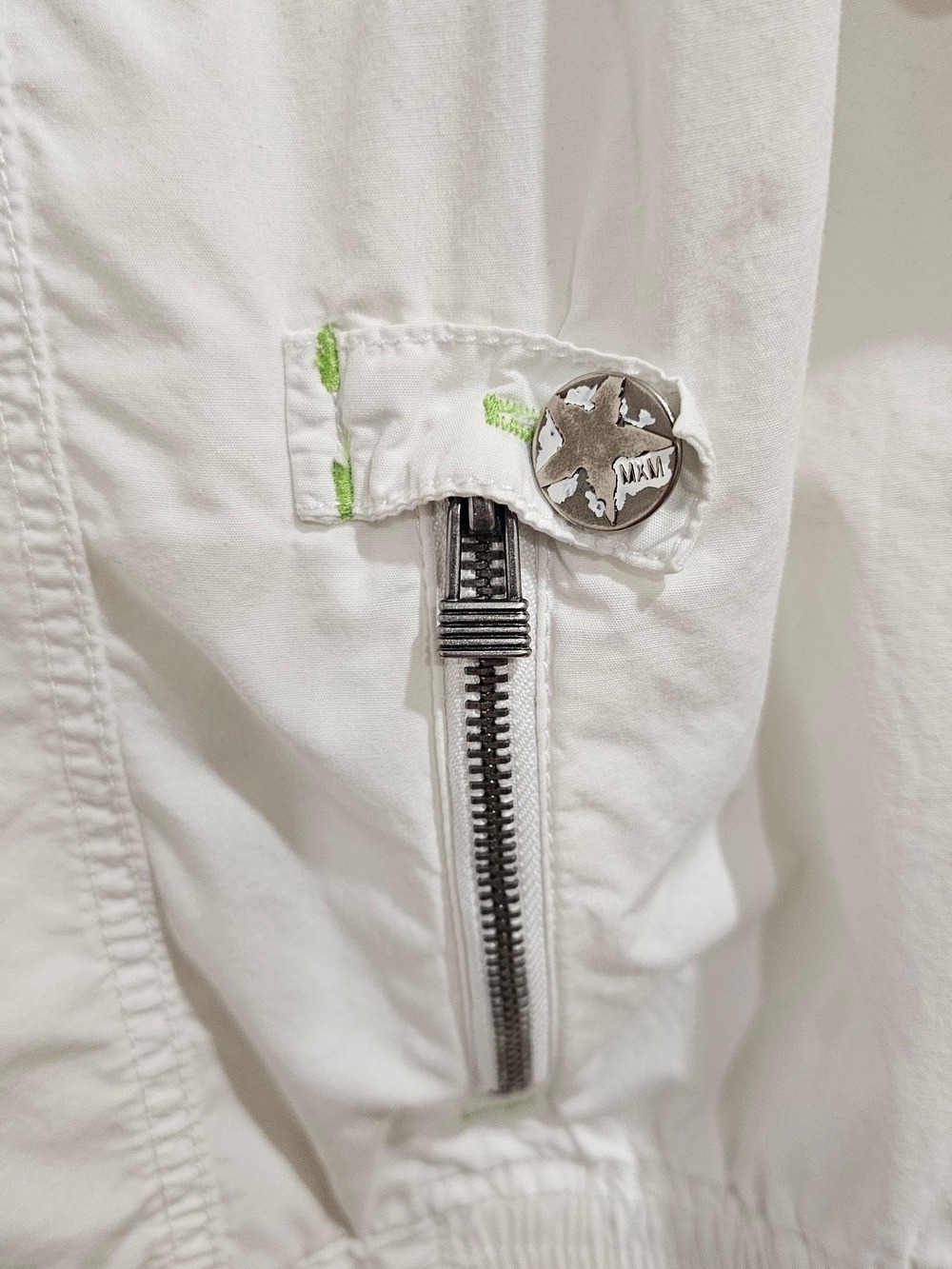 MXM White Utility Jacket Size 16 Short Sleeve Zip Front Cargo Minimalist Y2K - Picture 6 of 12